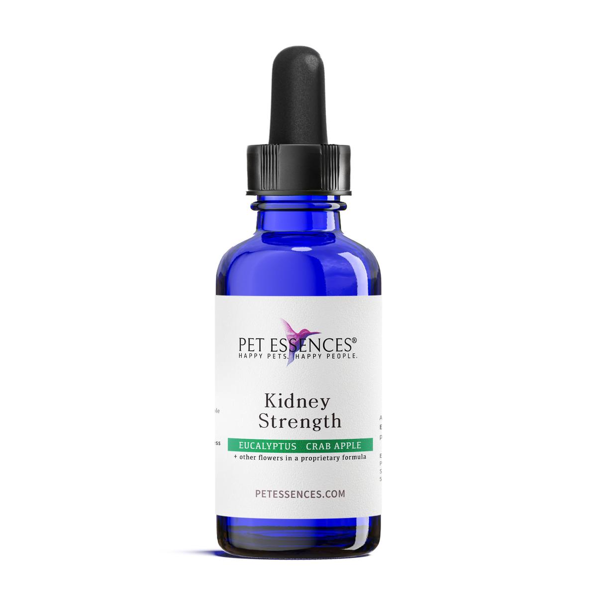 Pet Essences Kidney Strength Formula, flower essence bottle for dogs and cats, front label