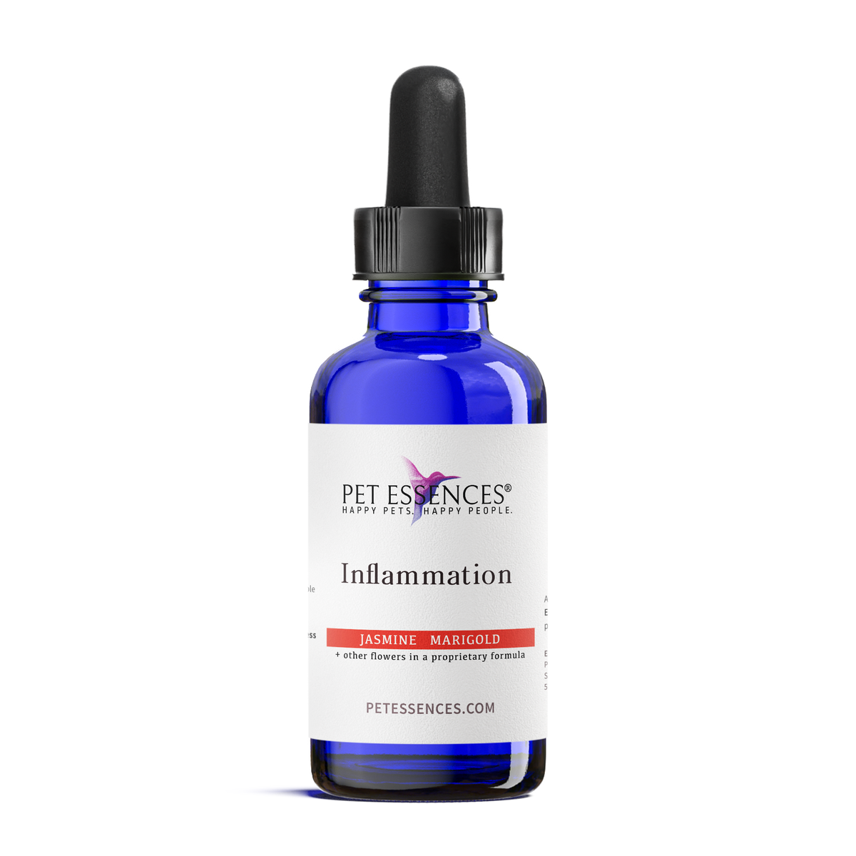Pet Essences Inflammation Formula, flower essence bottle for dogs and cats, front label